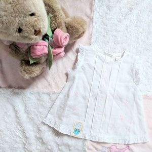 Clever Fingers | White & Pink Ruffle Top